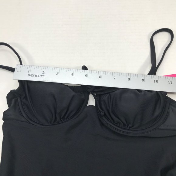 Xhilaration Junior's Size Small 0-2 Shirred Underwire One Piece Swim Suit Black - Picture 6 of 16